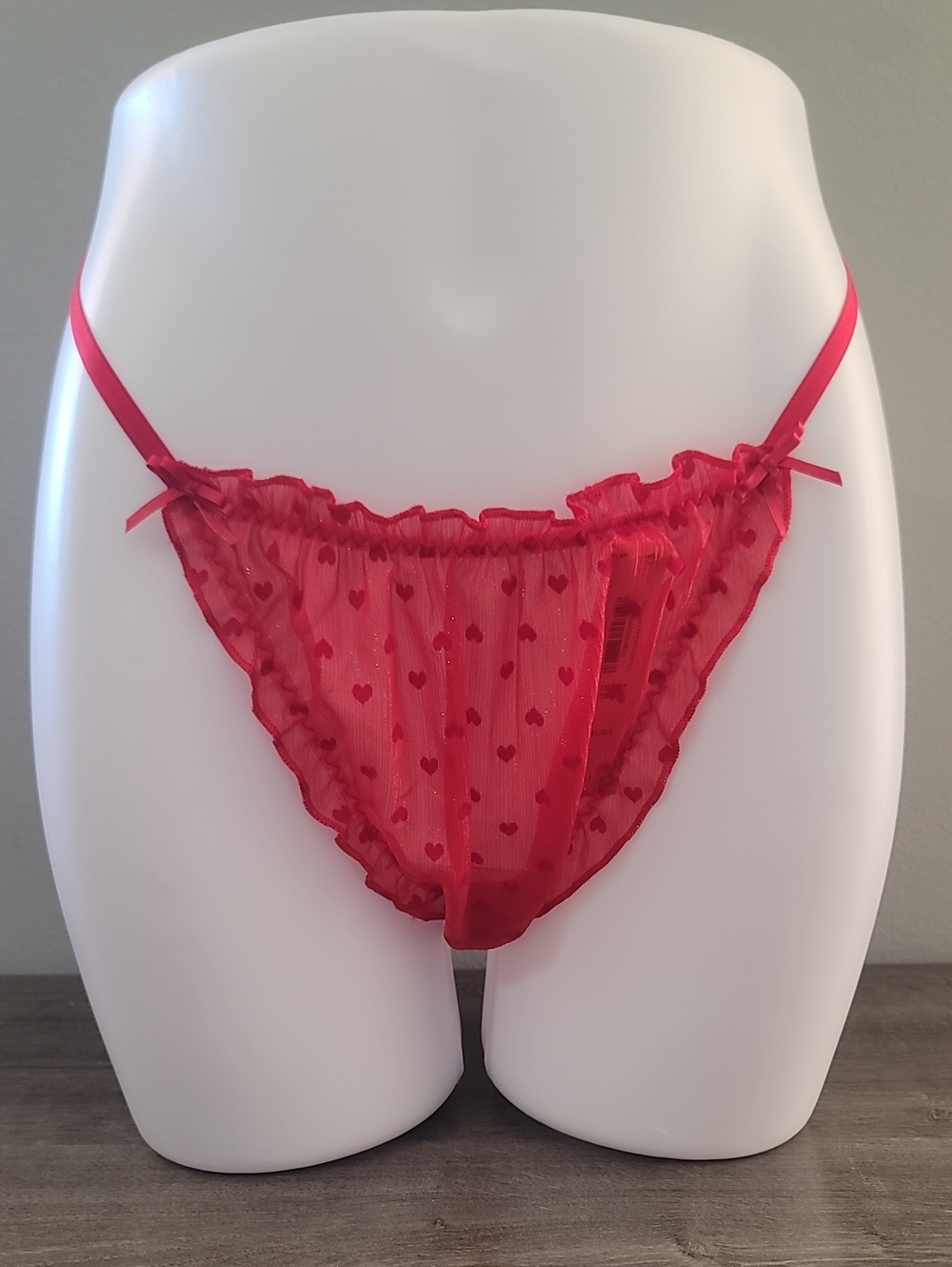 Victoria's Secret Dream Angels Heart Chiffon String Thong Panty RED XLARGE